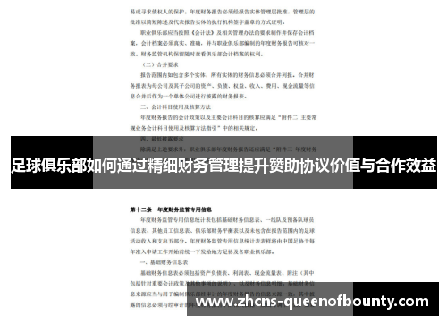 足球俱乐部如何通过精细财务管理提升赞助协议价值与合作效益 足球俱乐部如何通过精细财务管理提升赞助协议价值与合作效益